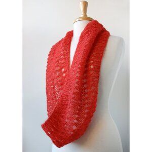 Hand Knit Mohair Blend Infinity Scarf, Circle Loop Neckwarmer